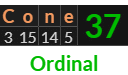 "Cone" = 37 (Ordinal)