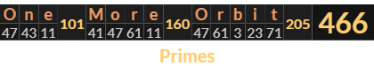 "One More Orbit" = 466 (Primes)