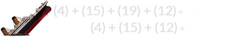 (4) + (15) + (19) + (12) = 50 and (4) + (15) + (12) = 31