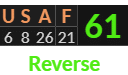 "USAF" = 61 (Reverse)