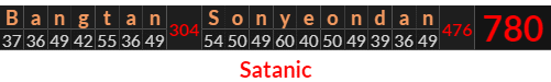 "Bangtan Sonyeondan" = 780 (Satanic)