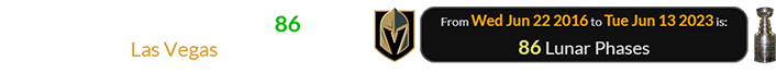 The Knights won the Cup 86 Lunar phases after Las Vegas got a franchise: