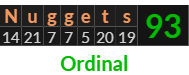 "Nuggets" = 93 (Ordinal)