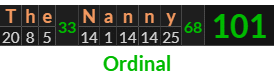 "The Nanny" = 101 (Ordinal)
