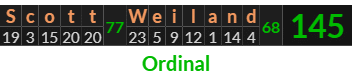 "Scott Weiland" = 145 (Ordinal)