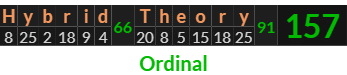 "Hybrid Theory" = 157 (Ordinal)