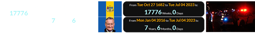 Philadelphia was founded exactly 17776 weeks before the shooting, which was exactly 7 years, 6 months after their mayor took office: