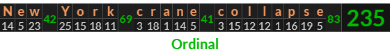 "New York crane collapse" = 235 (Ordinal)