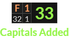 "F1" = 33 (Capitals Added)