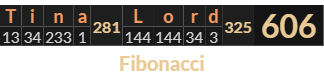 "Tina Lord" = 606 (Fibonacci)