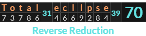 "Total eclipse" = 70 (Reverse Reduction)