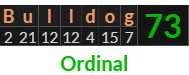 "Bulldog" = 73 (Ordinal)