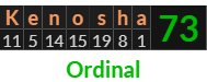 "Kenosha" = 73 (Ordinal)