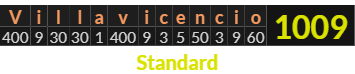 "Villavicencio" = 1009 (Standard)