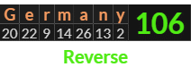 "Germany" = 106 (Reverse)
