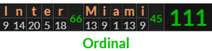 "Inter Miami" = 111 (Ordinal)