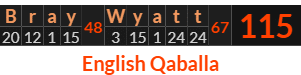 "Bray Wyatt" = 115 (English Qaballa)
