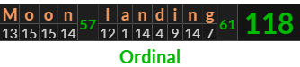 "Moon landing" = 118 (Ordinal)