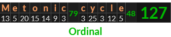 "Metonic cycle" = 127 (Ordinal)