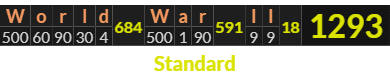 "World War II" = 1293 (Standard)