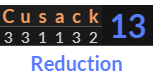 "Cusack" = 13 (Reduction)