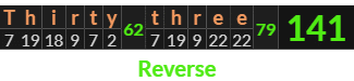 "Thirty three" = 141 (Reverse)