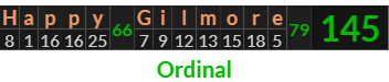 "Happy Gilmore" = 145 (Ordinal)