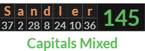 "Sandler" = 145 (Capitals Mixed)