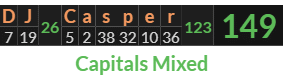"DJ Casper" = 149 (Capitals Mixed)