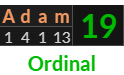 "Adam" = 19 (Ordinal)