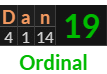 "Dan" = 19 (Ordinal)