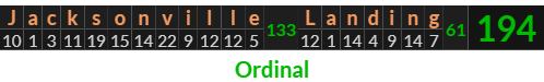 "Jacksonville Landing" = 194 (Ordinal)