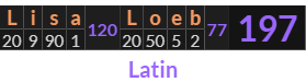 "Lisa Loeb" = 197 (Latin)