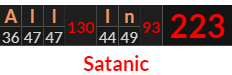 "All In" = 223 (Satanic)