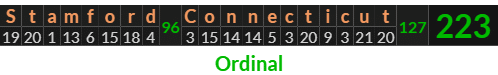 "Stamford Connecticut" = 223 (Ordinal)