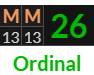 "MM" = 26 (Ordinal)