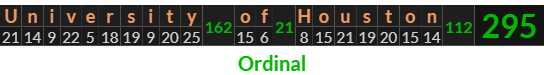 "University of Houston" = 295 (Ordinal)