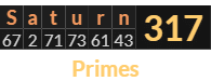 "Saturn" = 317 (Primes)