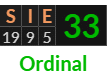 "SIE" = 33 (Ordinal)