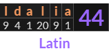 "Idalia" = 44 (Latin)