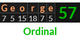 "George" = 57 (Ordinal)