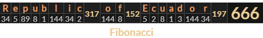 "Republic of Ecuador" = 666 (Fibonacci)