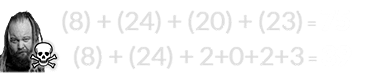 (8) + (24) + (20) + (23) = 75 and (8) + (24) + 2+0+2+3 = 39