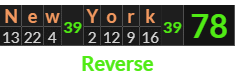 "New York" = 78 (Reverse)