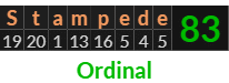 "Stampede" = 83 (Ordinal)