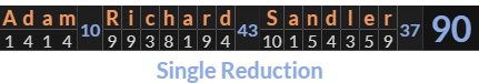 "Adam Richard Sandler" = 90 (Single Reduction)