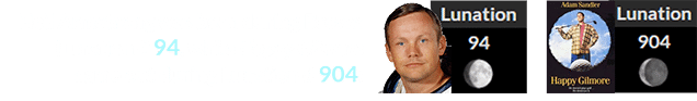 Neil Armstrong was born during Brown Lunation # 94, while Happy Gilmore came out during Lunation # 904: