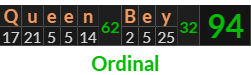 "Queen Bey" = 94 (Ordinal)