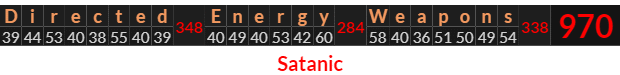 "Directed Energy Weapons" = 970 (Satanic)