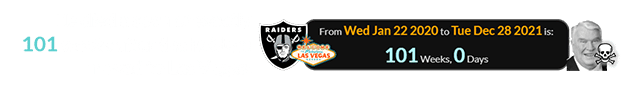 He died a span of exactly 101 weeks after the Raiders moved to Las Vegas: